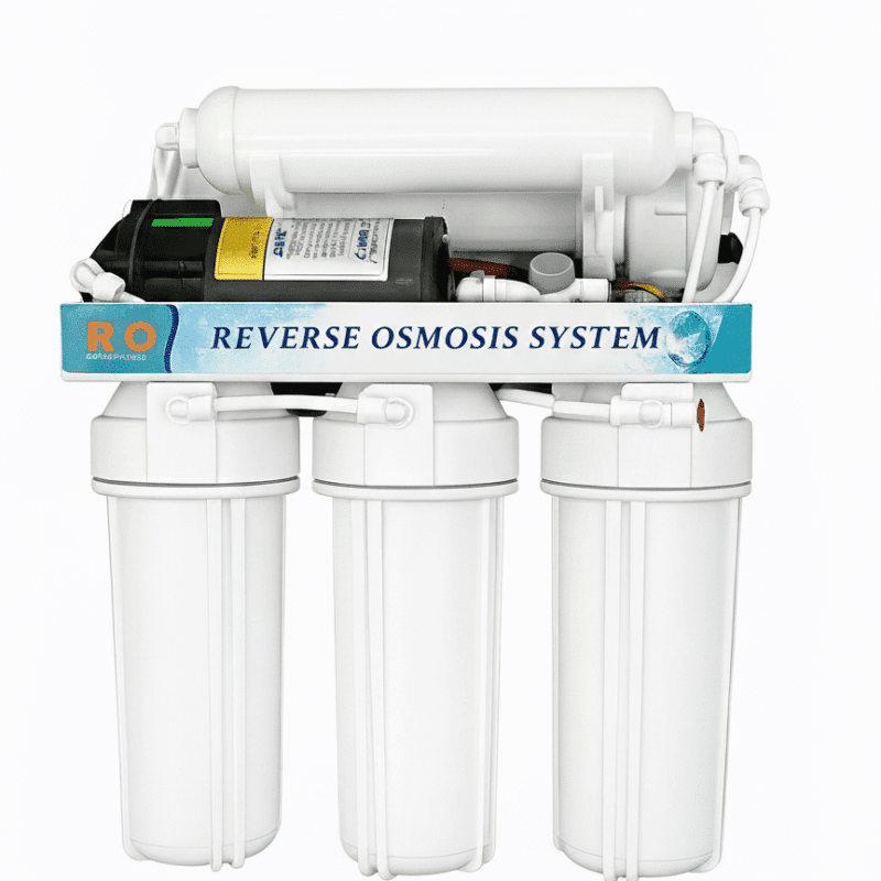 Umkehrosmoseanlage 600 GPD mit 5 Stufen Filtergehäusen, Druckerhöhungspumpe, Membrangehäuse Trinkwasserfilter für sauberes Wasser.
